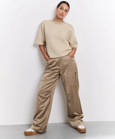 YAYA Cargo Broek Satin Wide Leg