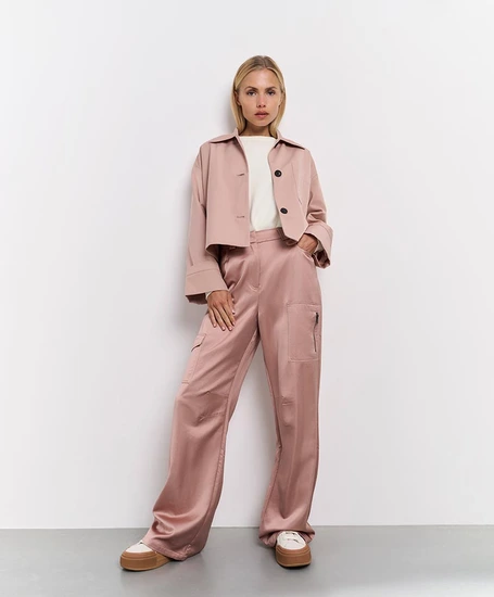 YAYA Cargo Broek Satin Wide Leg