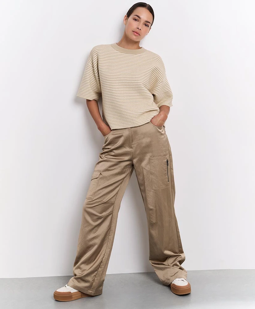 YAYA Cargo Broek Satin Wide Leg