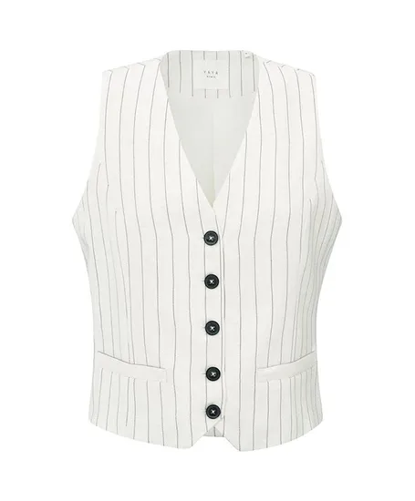 YAYA Gilet Linnen Pinstripe