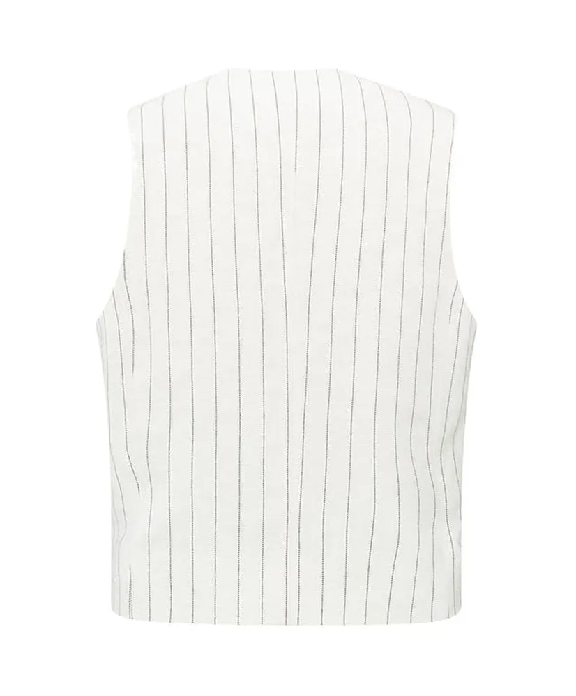 YAYA Gilet Linnen Pinstripe