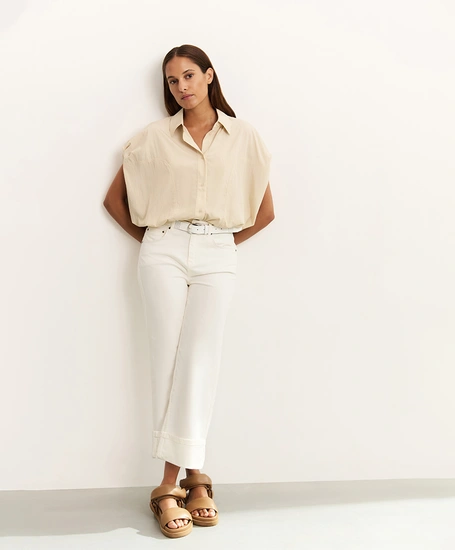 YAYA Mid waist denim w. roll-up