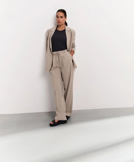 YAYA Pantalon Woven Pinstripe Wide Leg