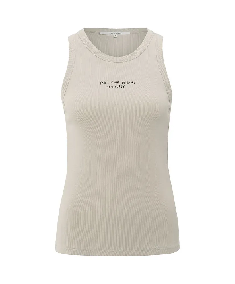 YAYA Top Ribbed Frontprint