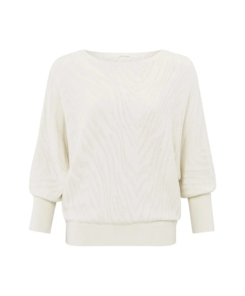 YAYA Trui Jacquard Boatneck