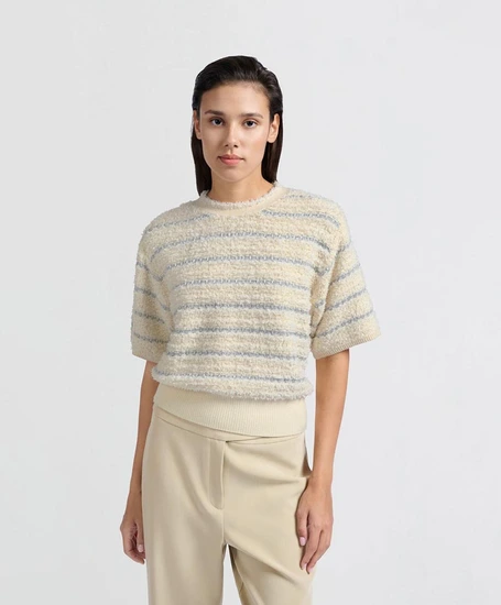 YAYA Trui Textured Stripe