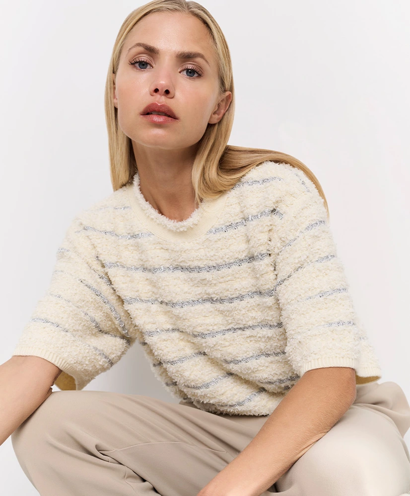 YAYA Trui Textured Stripe