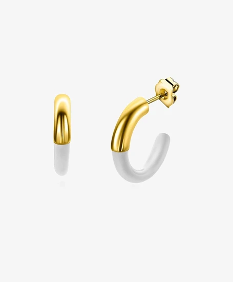 Zinzi Oorbellen Gold Plated Trendy Half Emaille